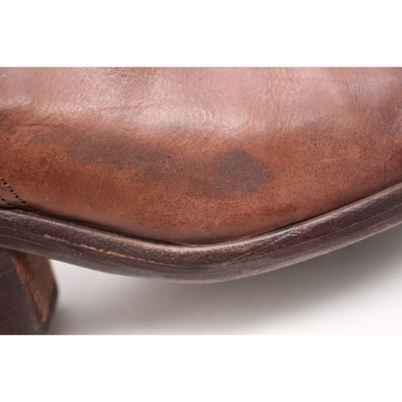 P Monjo Women's Size EU 37 Heeled Leather Boot Shoe Brown Buckle Strap - Picture 10 of 11